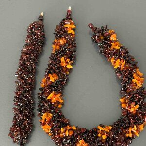 Vintage Amber Necklace and Bracelet